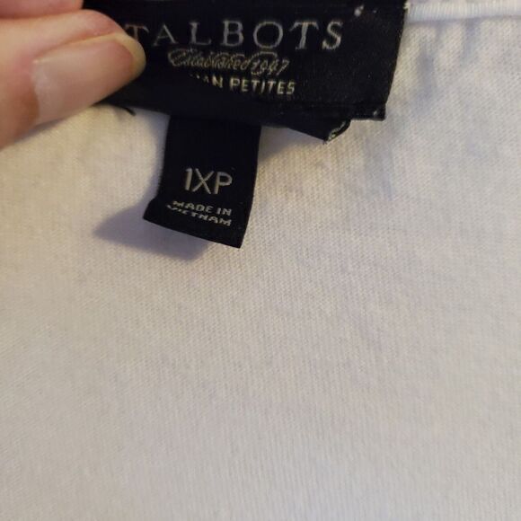 Talbots Woman Plus Petites Top‎ Womens 1XP Pima Super Soft Cotton White Ruffle - Picture 4 of 10